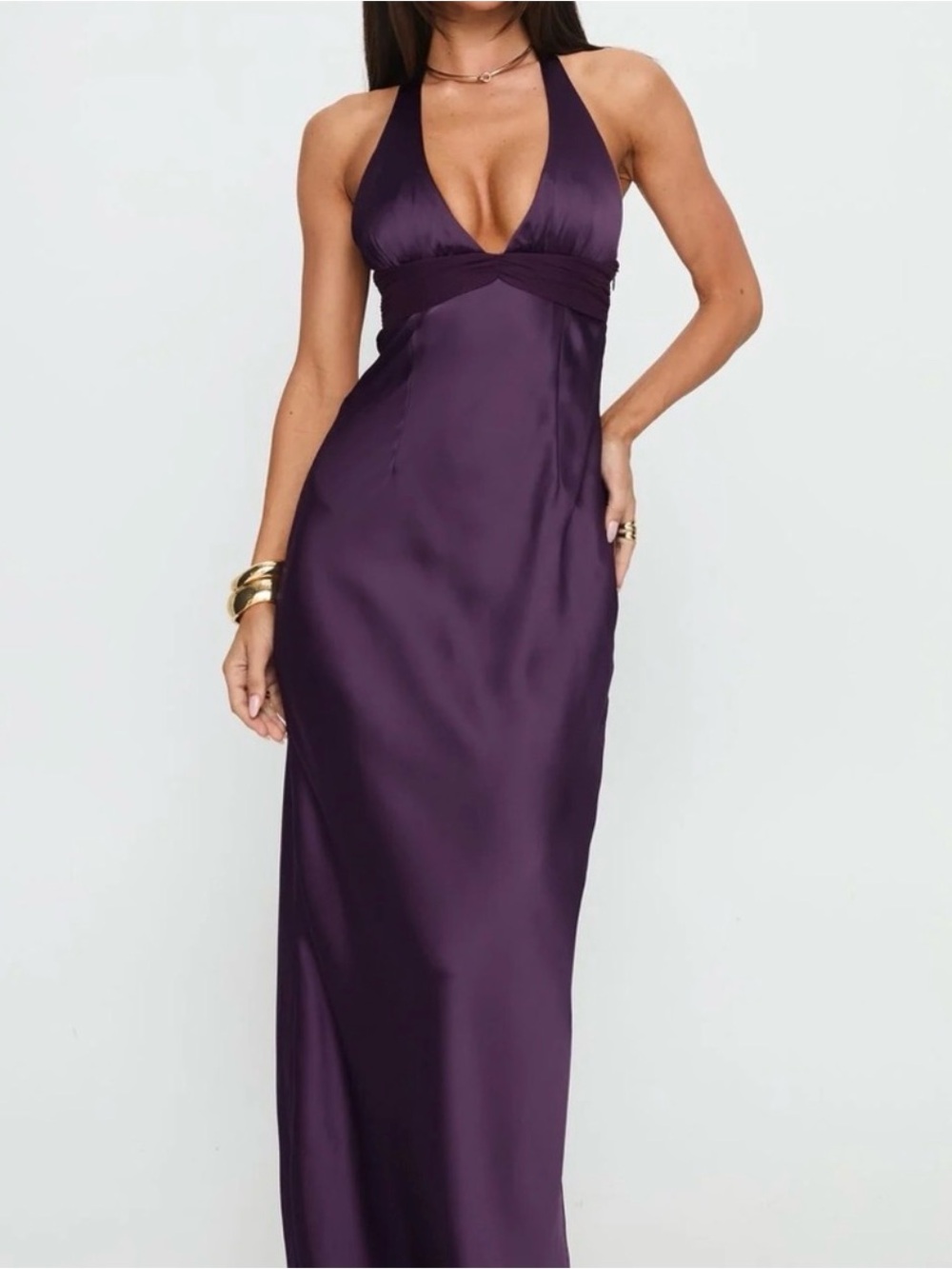 💜 Princess Polly Satin Halter Maxi Dress – Size 8 – New With Tags